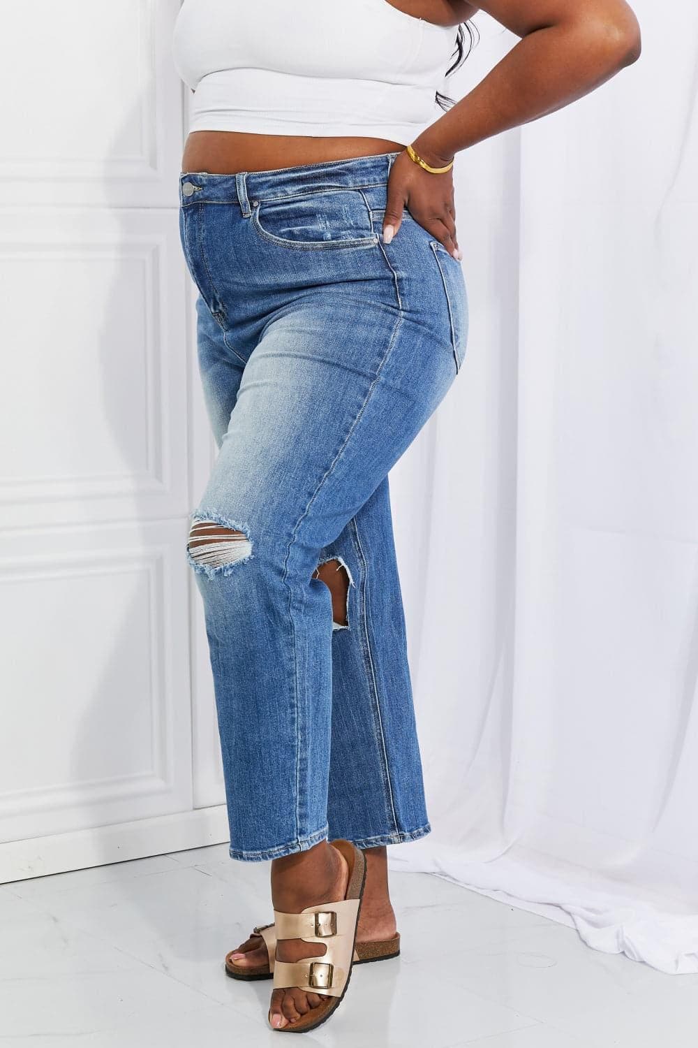 RISEN Full Size Emily High Rise Relaxed Jeans - SwagglyLife Home & Fashion