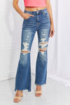 RISEN Full Size Hazel High Rise Distressed Flare Jeans - SwagglyLife Home & Fashion