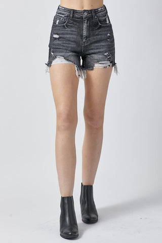 RISEN Full Size High Rise Distressed Denim Shorts - SwagglyLife Home & Fashion