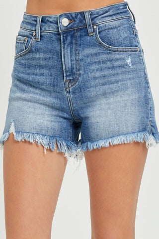 RISEN Full Size High Rise Raw Hem Denim Shorts - SwagglyLife Home & Fashion