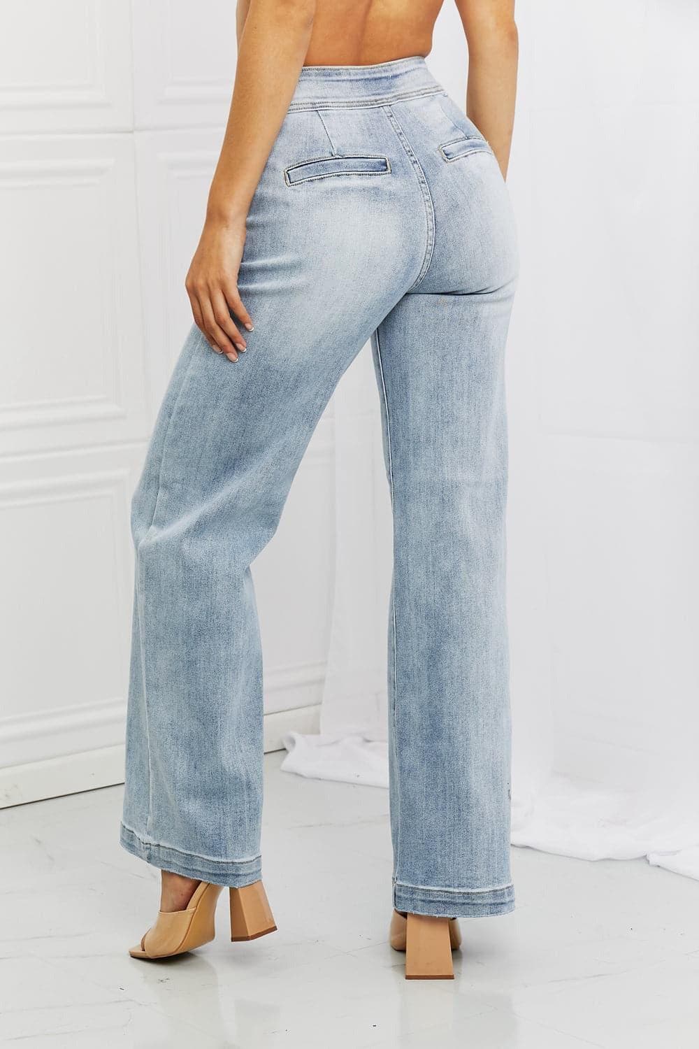 RISEN Full Size Luisa Wide Flare Jeans - SwagglyLife Home & Fashion