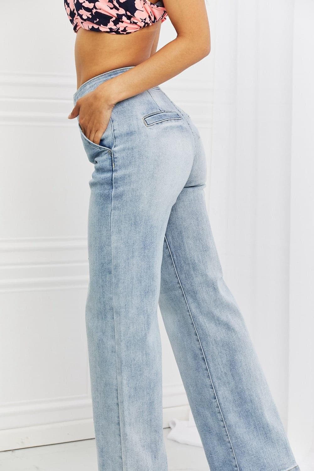 RISEN Full Size Luisa Wide Flare Jeans - SwagglyLife Home & Fashion