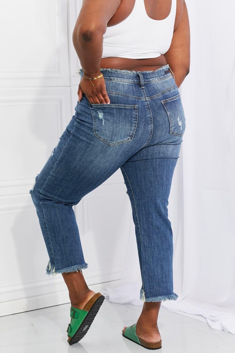 RISEN Full Size Undone Chic Straight Leg Jeans - SwagglyLife Home & Fashion