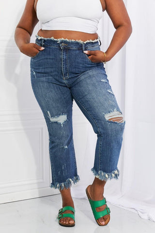 RISEN Full Size Undone Chic Straight Leg Jeans - SwagglyLife Home & Fashion