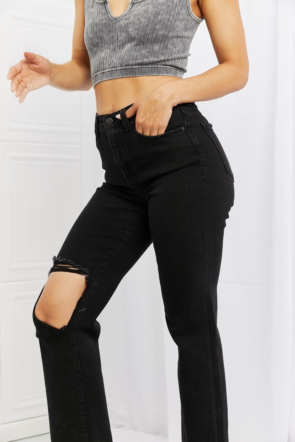 RISEN Full Size Yasmin Relaxed Distressed Jeans - SwagglyLife Home & Fashion