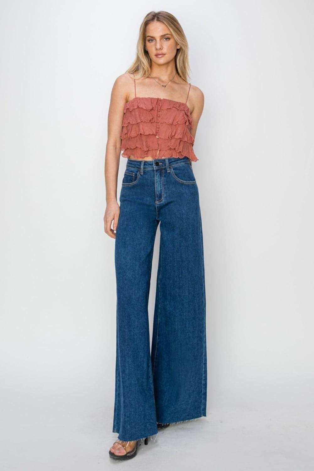 RISEN High Rise Palazzo Jeans - SwagglyLife Home & Fashion