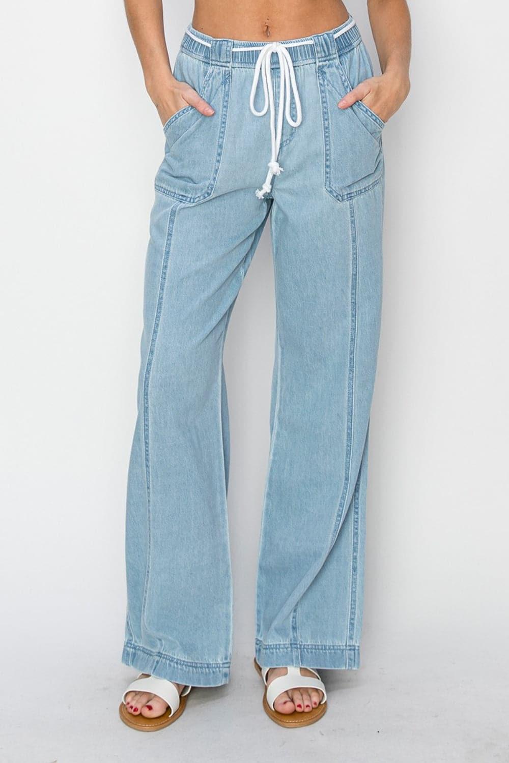 RISEN High Rise Straight Jeans - SwagglyLife Home & Fashion