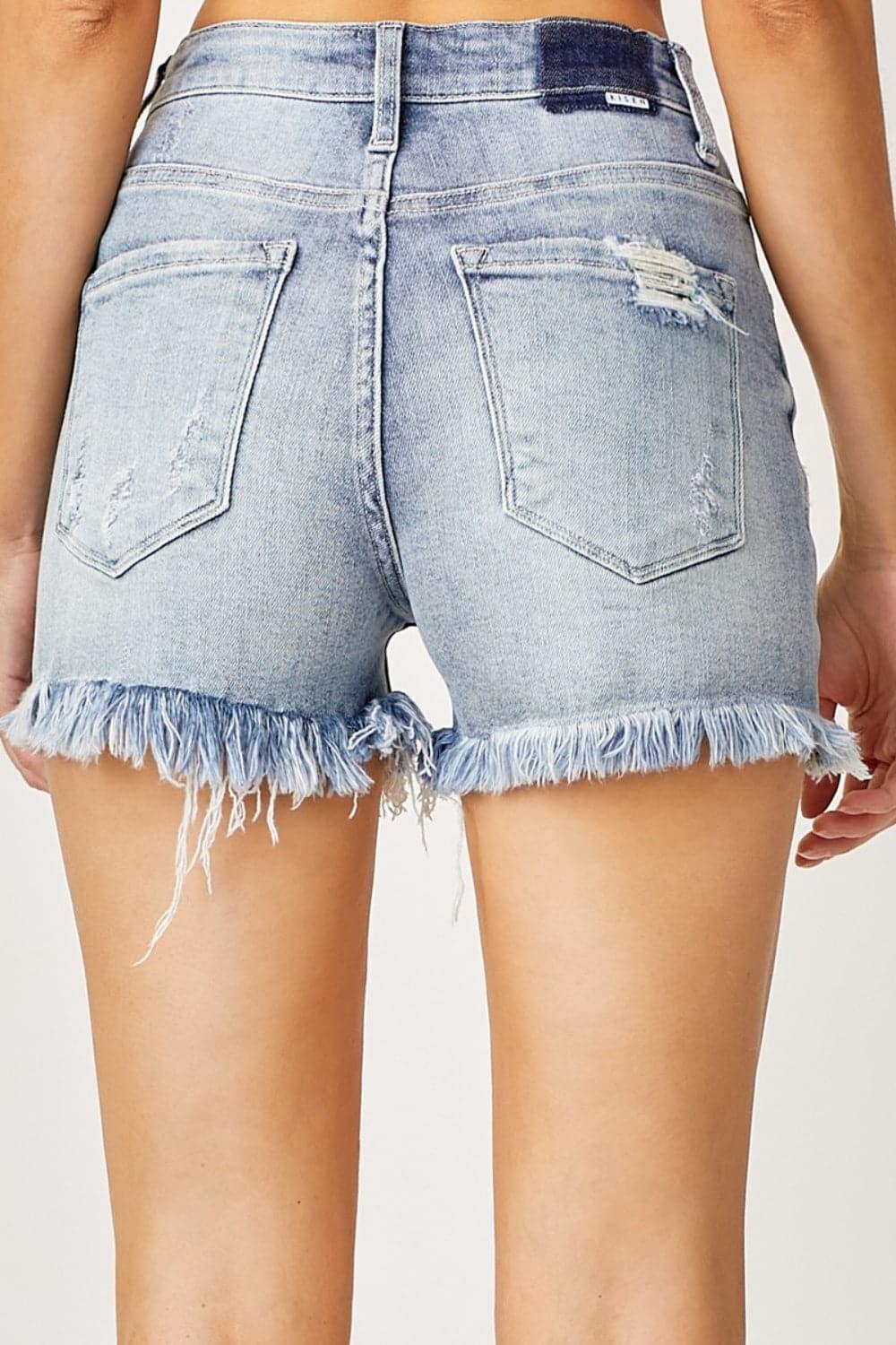 RISEN High Waist Distressed Denim Shorts - SwagglyLife Home & Fashion