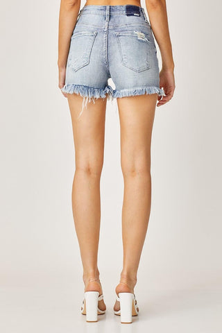 RISEN High Waist Distressed Denim Shorts - SwagglyLife Home & Fashion