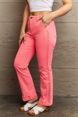 RISEN Kenya Full Size High Waist Side Twill Straight Jeans, Coral - SwagglyLife Home & Fashion