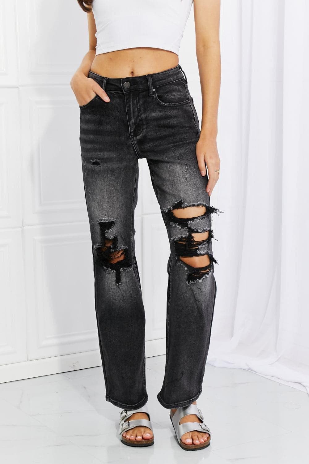 RISEN Lois Distressed Loose Fit Jeans - SwagglyLife Home & Fashion