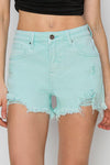 RISEN Mid Waist Frayed Hem Denim Shorts - SwagglyLife Home & Fashion