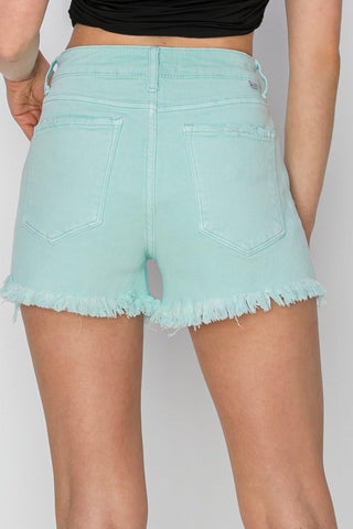 RISEN Mid Waist Frayed Hem Denim Shorts - SwagglyLife Home & Fashion