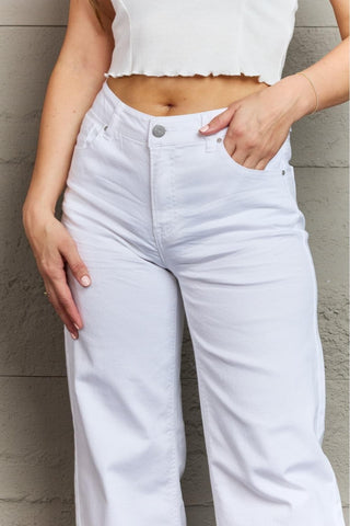 RISEN Raelene Full Size High Waist Wide Leg Jeans, White - SwagglyLife Home & Fashion