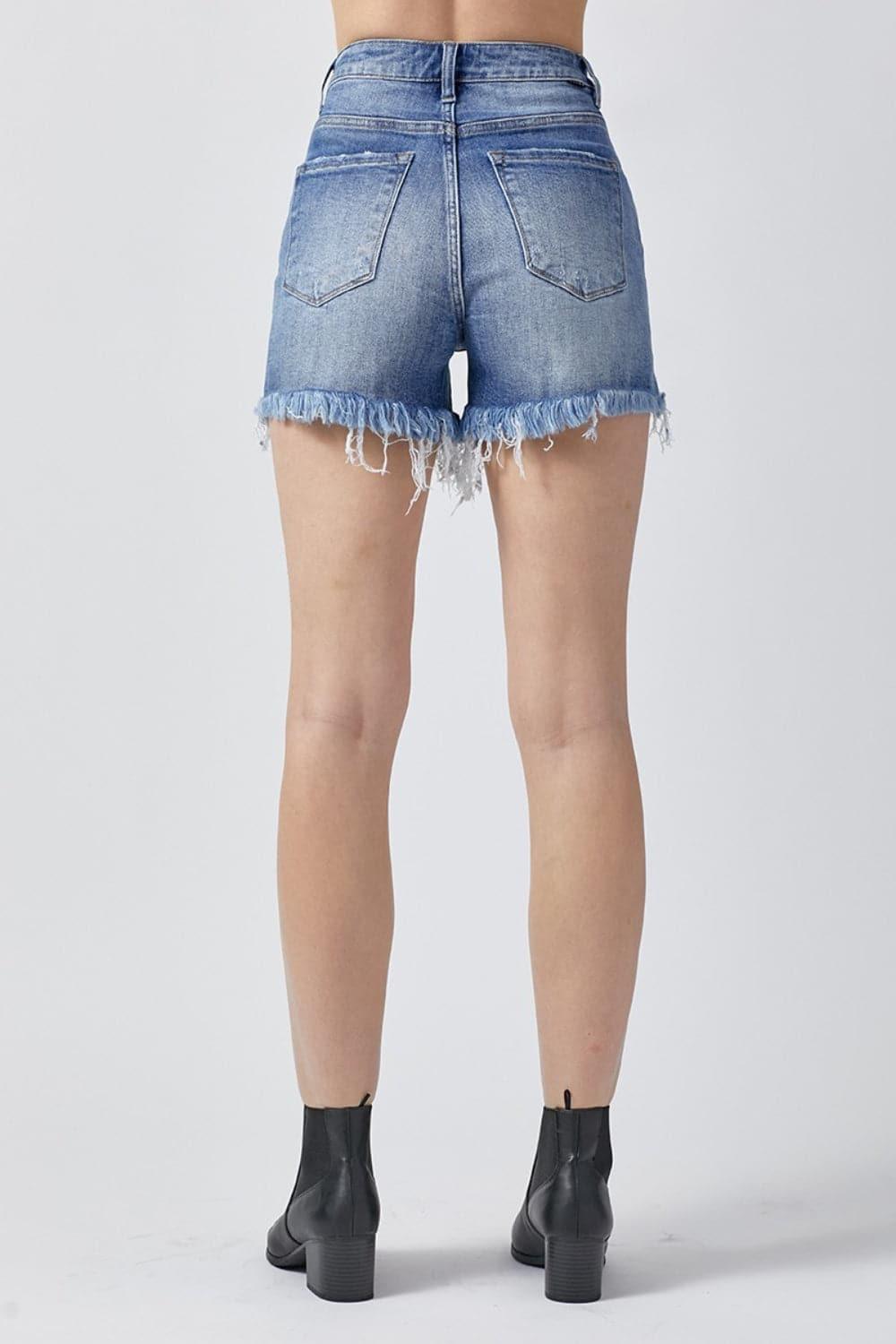 RISEN Raw Hem Asymmetrical Waist Denim Shorts - SwagglyLife Home & Fashion