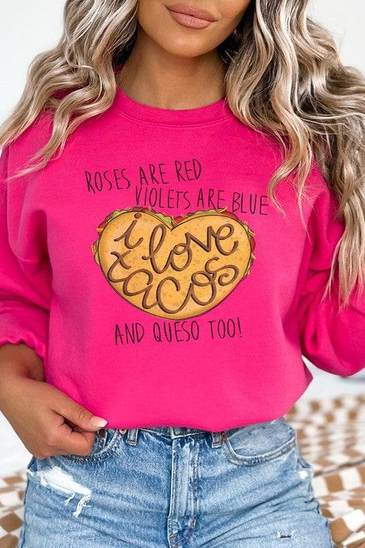 Rose Red Violet Blue I Love Tacos Sweatshirt - SwagglyLife Home & Fashion