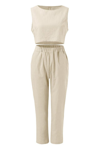 Round Neck Top and Pants Set - SwagglyLife Home & Fashion