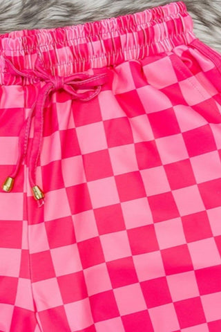 Roxie Drawstring Checkered Shorts with Pockets - SwagglyLife Home & Fashion