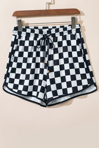 Roxie Drawstring Checkered Shorts with Pockets - SwagglyLife Home & Fashion