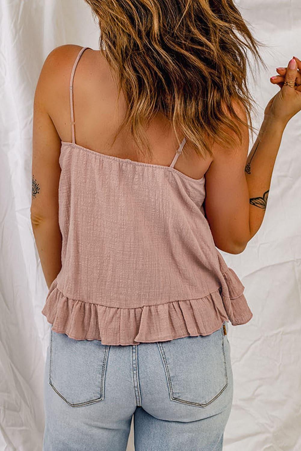 Ruffled Scoop Neck Sleeveless Cami - SwagglyLife Home & Fashion