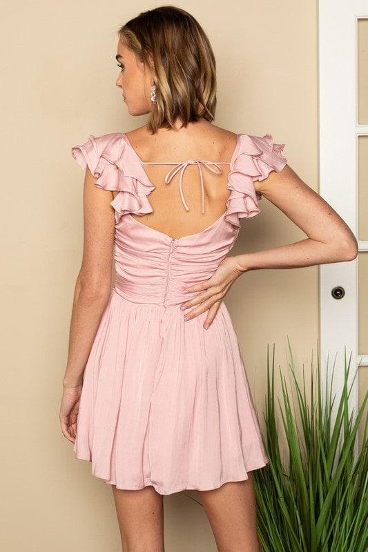 Ruffled Surplice Mini Dress - SwagglyLife Home & Fashion