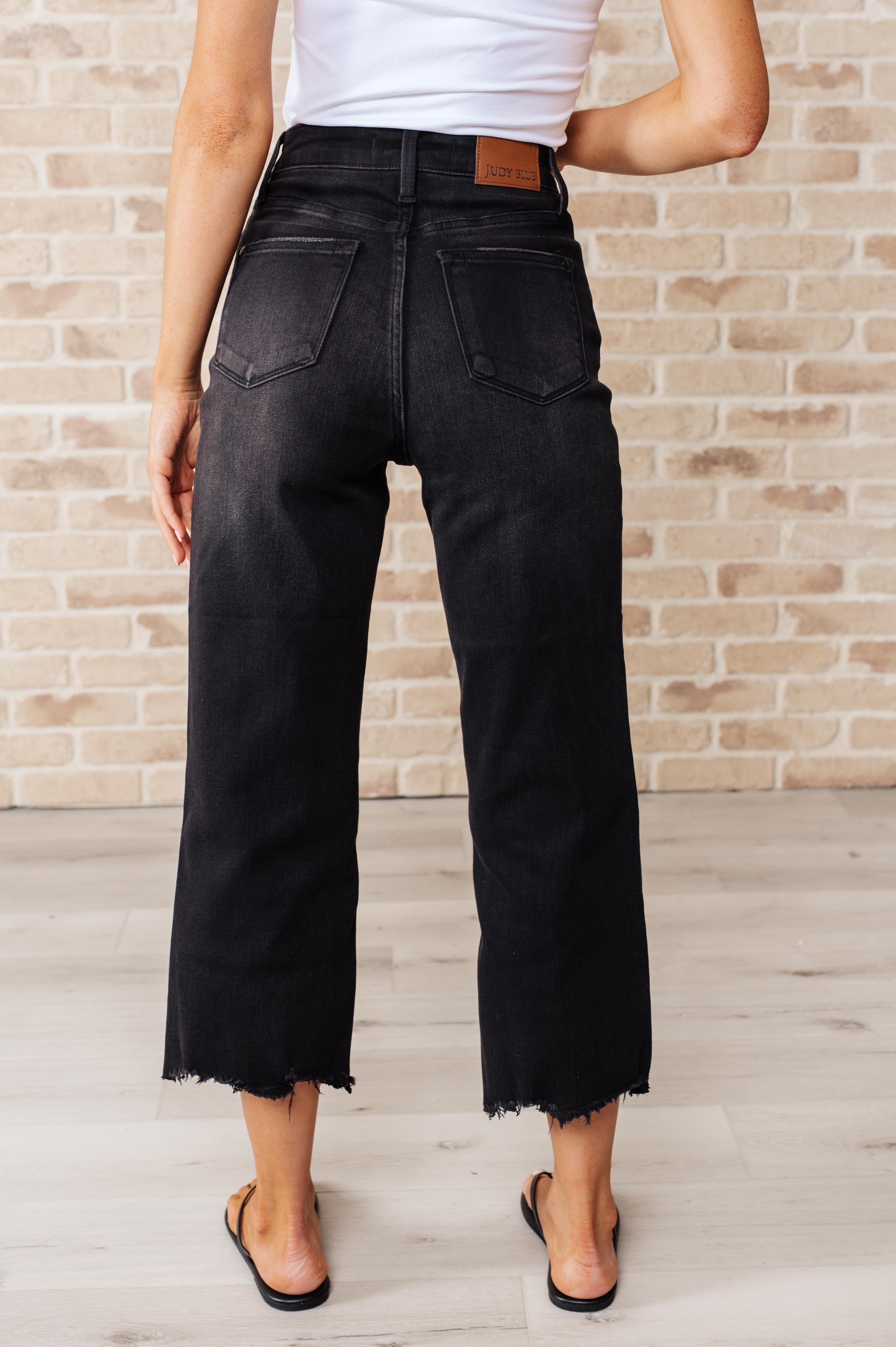 Ryan High Rise Button Fly Wide Leg Crop Jeans - SwagglyLife Home & Fashion