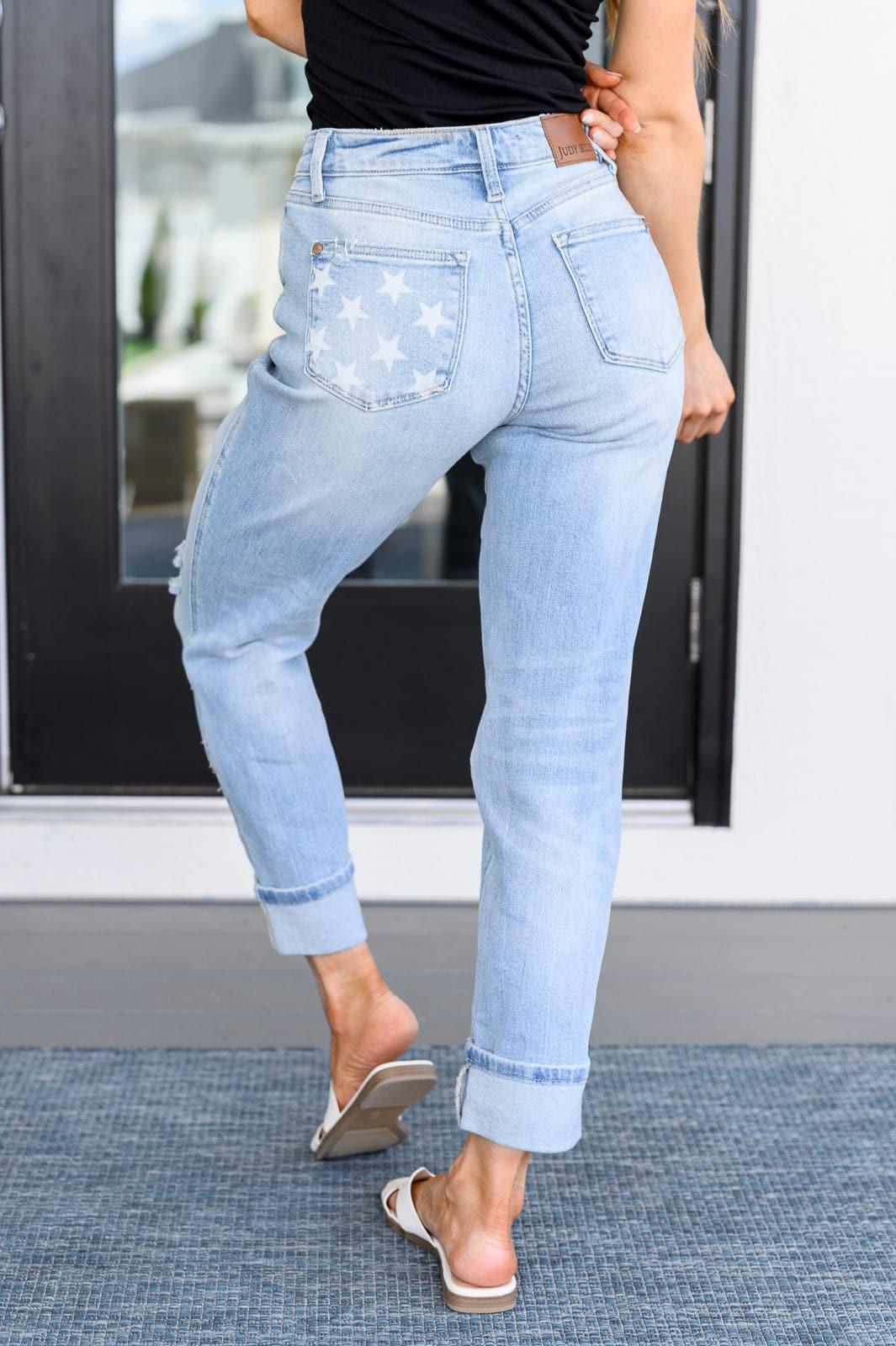 Sam Mid Rise Star Pocket Boyfriend Jeans - SwagglyLife Home & Fashion
