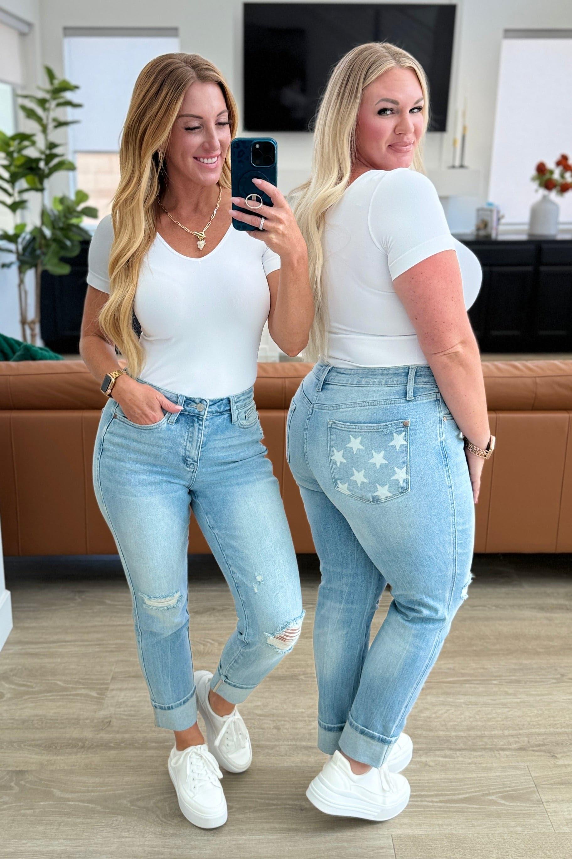 Sam Mid Rise Star Pocket Boyfriend Jeans - SwagglyLife Home & Fashion