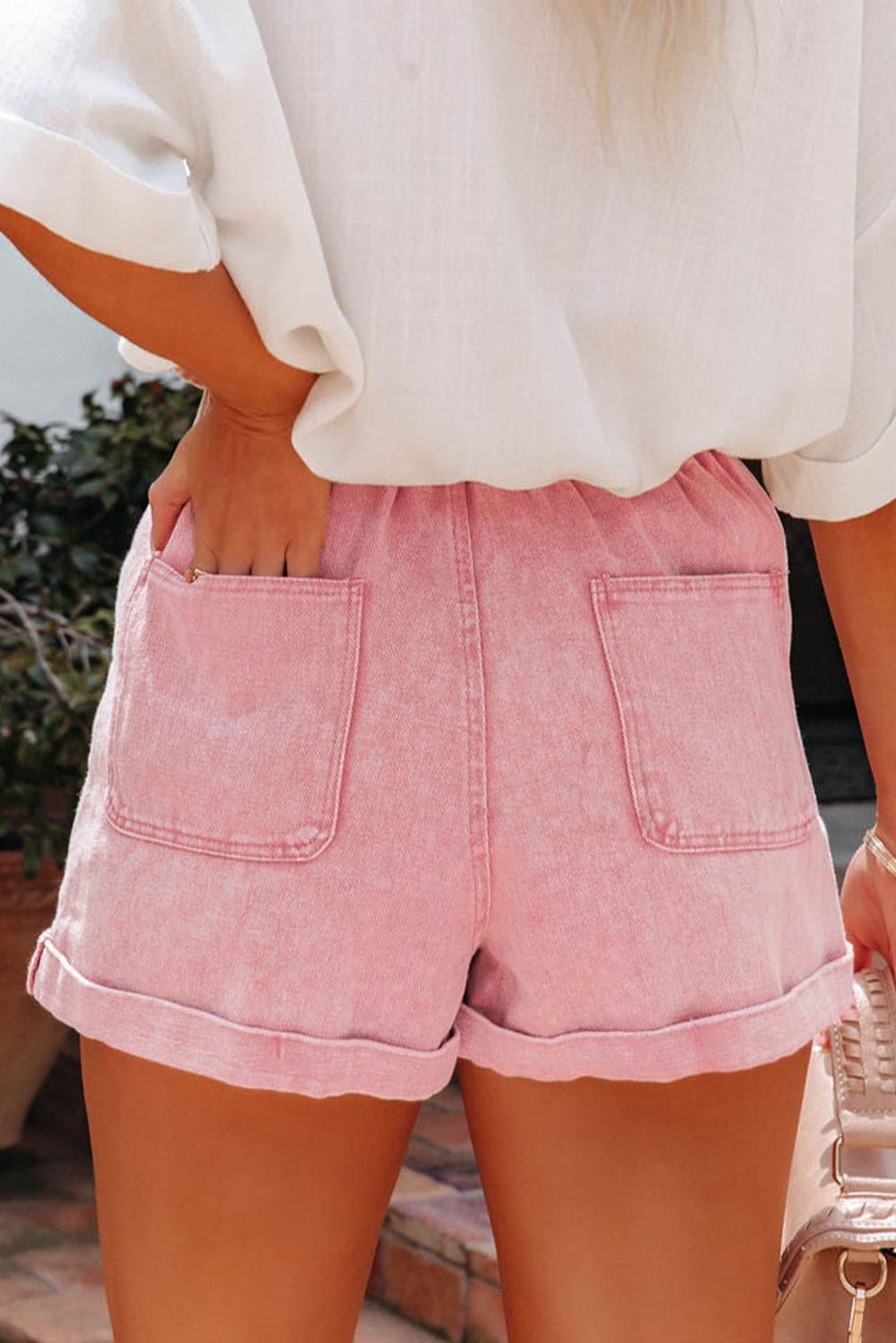 Sam Paperbag Waist Denim Shorts - SwagglyLife Home & Fashion