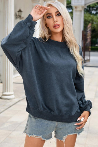 Sarah Beth Round Neck Dropped Shoulder Sweatshirt - SwagglyLife Home & Fashion