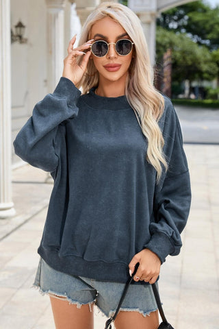 Sarah Beth Round Neck Dropped Shoulder Sweatshirt, 4 Colors - SwagglyLife Home & Fashion