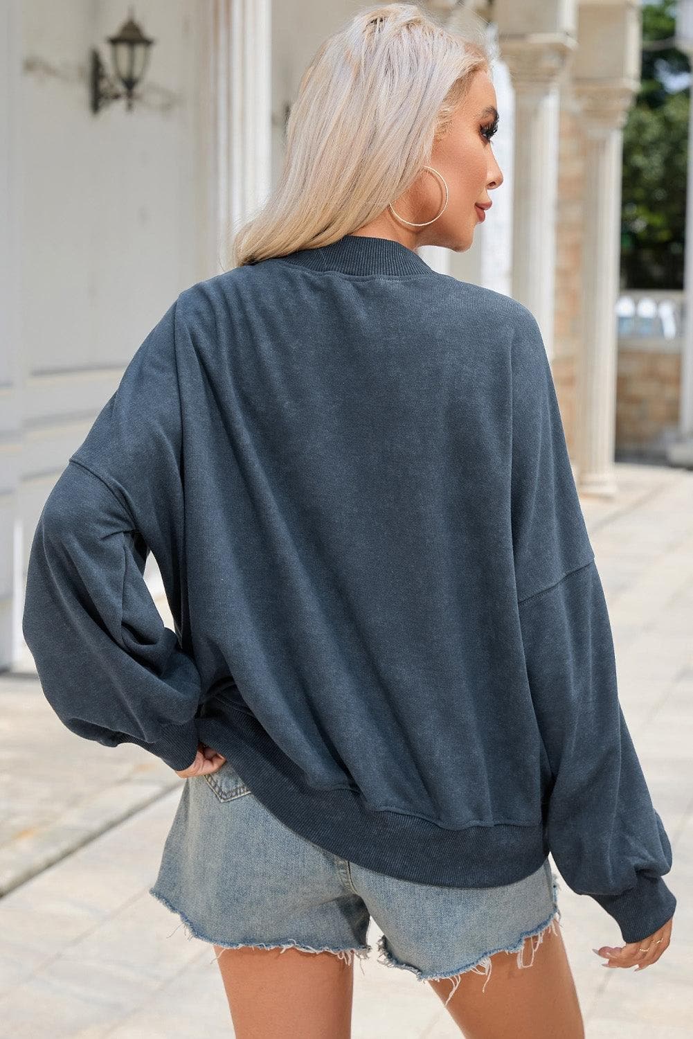 Sarah Beth Round Neck Dropped Shoulder Sweatshirt - SwagglyLife Home & Fashion