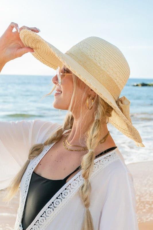 Scallop Edge Bow Accent Sunhat - SwagglyLife Home & Fashion