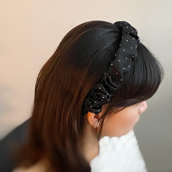 Scrunched Satin Jewel Dotted Headband - SwagglyLife Home & Fashion