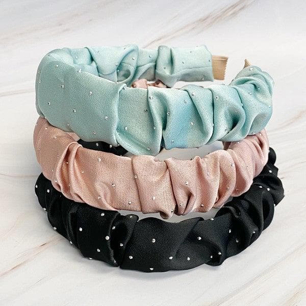 Scrunched Satin Jewel Dotted Headband - SwagglyLife Home & Fashion