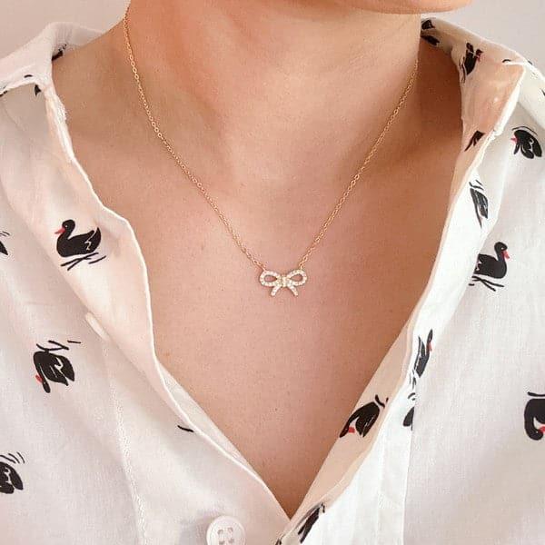 Shine Classy Bow Sterling Silver Necklace - SwagglyLife Home & Fashion