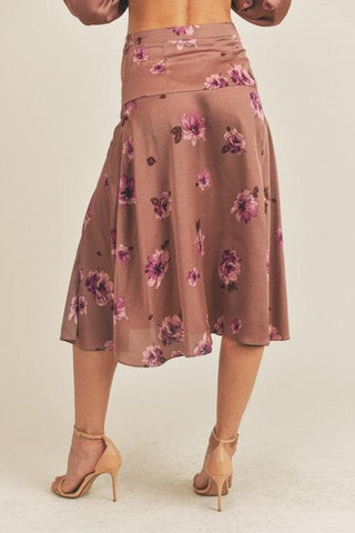 Side Slit Floral Print Skirt, 2 Colors - SwagglyLife Home & Fashion