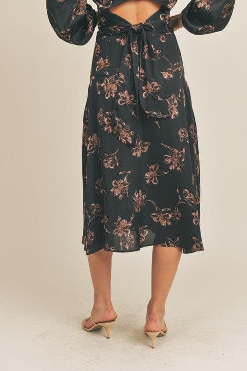 Side Slit Floral Print Skirt, 2 Colors - SwagglyLife Home & Fashion
