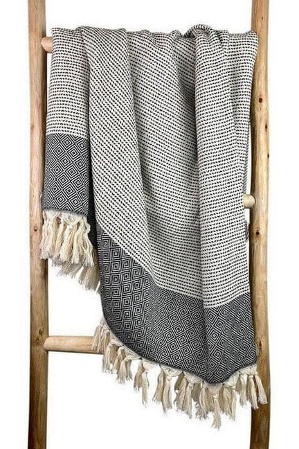 SLATE + SALT Diamond Stripe Turkish Throw - SwagglyLife Home & Fashion