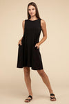 Sleeveless Flared Dress with Side Pockets - SwagglyLife Home & Fashion