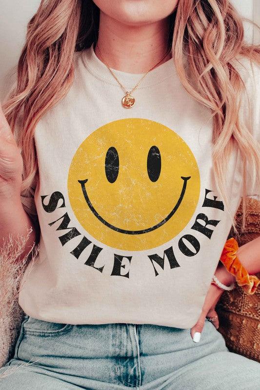 SMILE MORE Happy Face Graphic Tee - SwagglyLife Home & Fashion