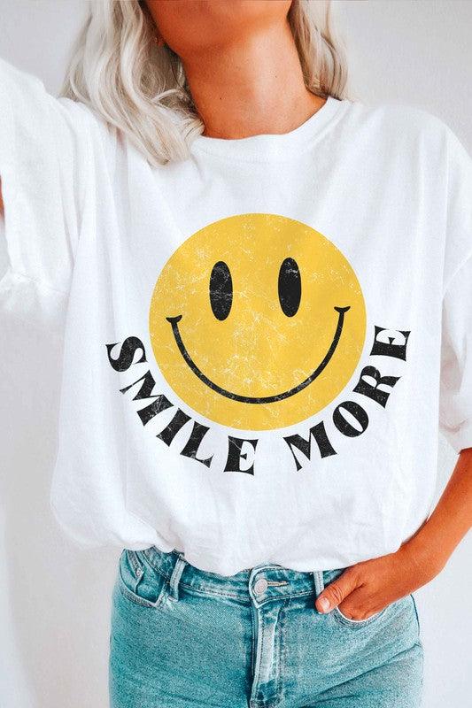 SMILE MORE Happy Face Graphic Tee - SwagglyLife Home & Fashion
