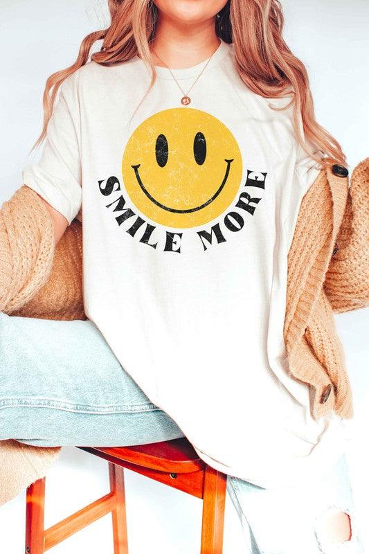 SMILE MORE Happy Face Graphic Tee - SwagglyLife Home & Fashion