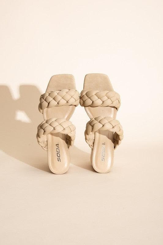 SODA Buggy Braided Strap Mule Heels - SwagglyLife Home & Fashion