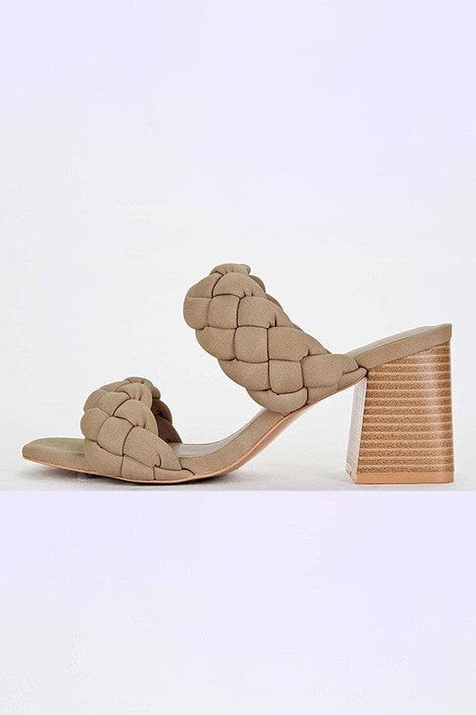SODA Buggy Braided Strap Mule Heels, Taupe - SwagglyLife Home & Fashion