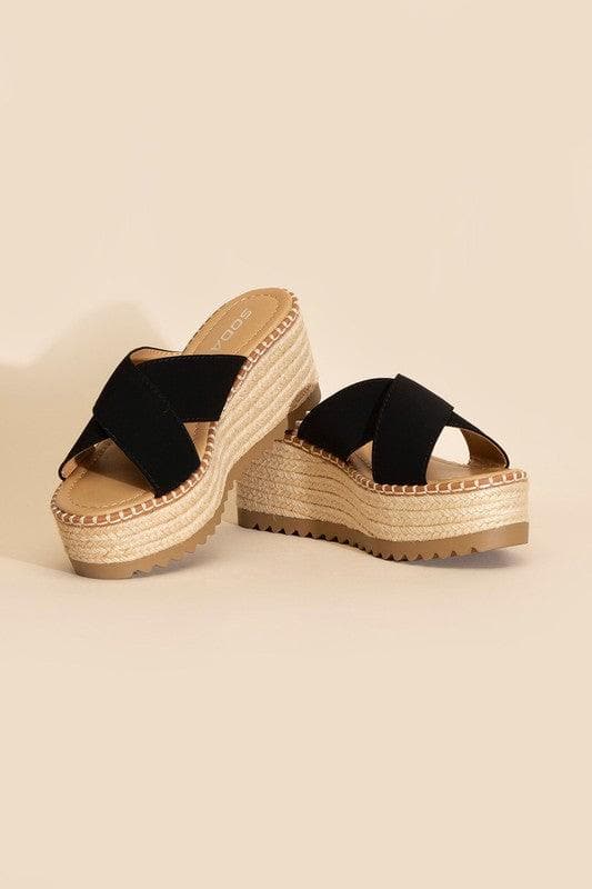 SODA Height-S Raffia Platform Slides, Multiple Colors - SwagglyLife Home & Fashion