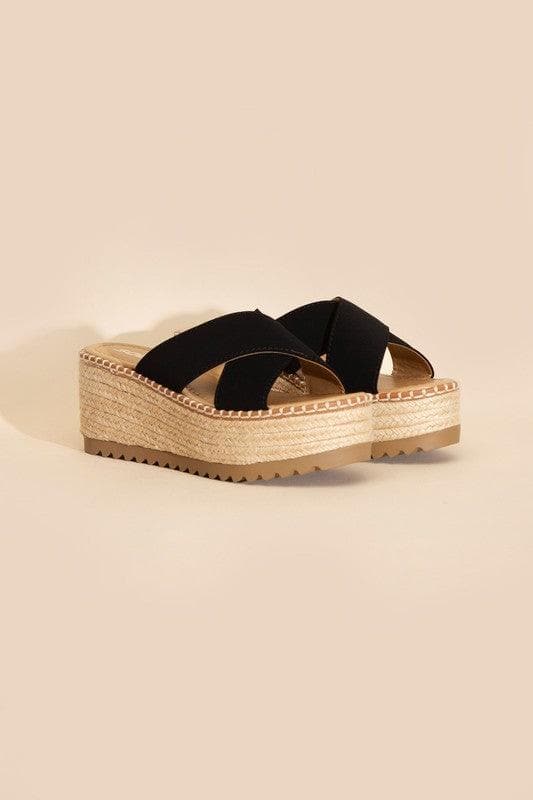 SODA Height-S Raffia Platform Slides, Multiple Colors - SwagglyLife Home & Fashion