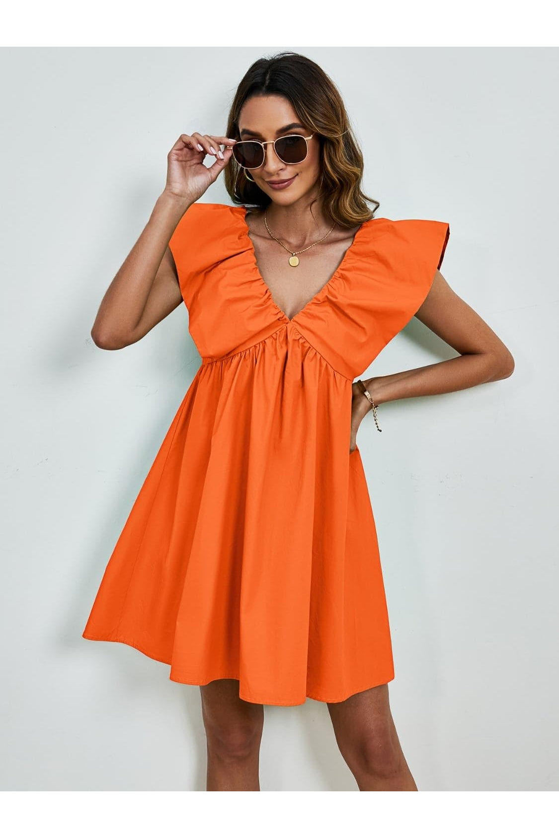 Sophie V-Neck Cap Sleeve Mini Dress - SwagglyLife Home & Fashion