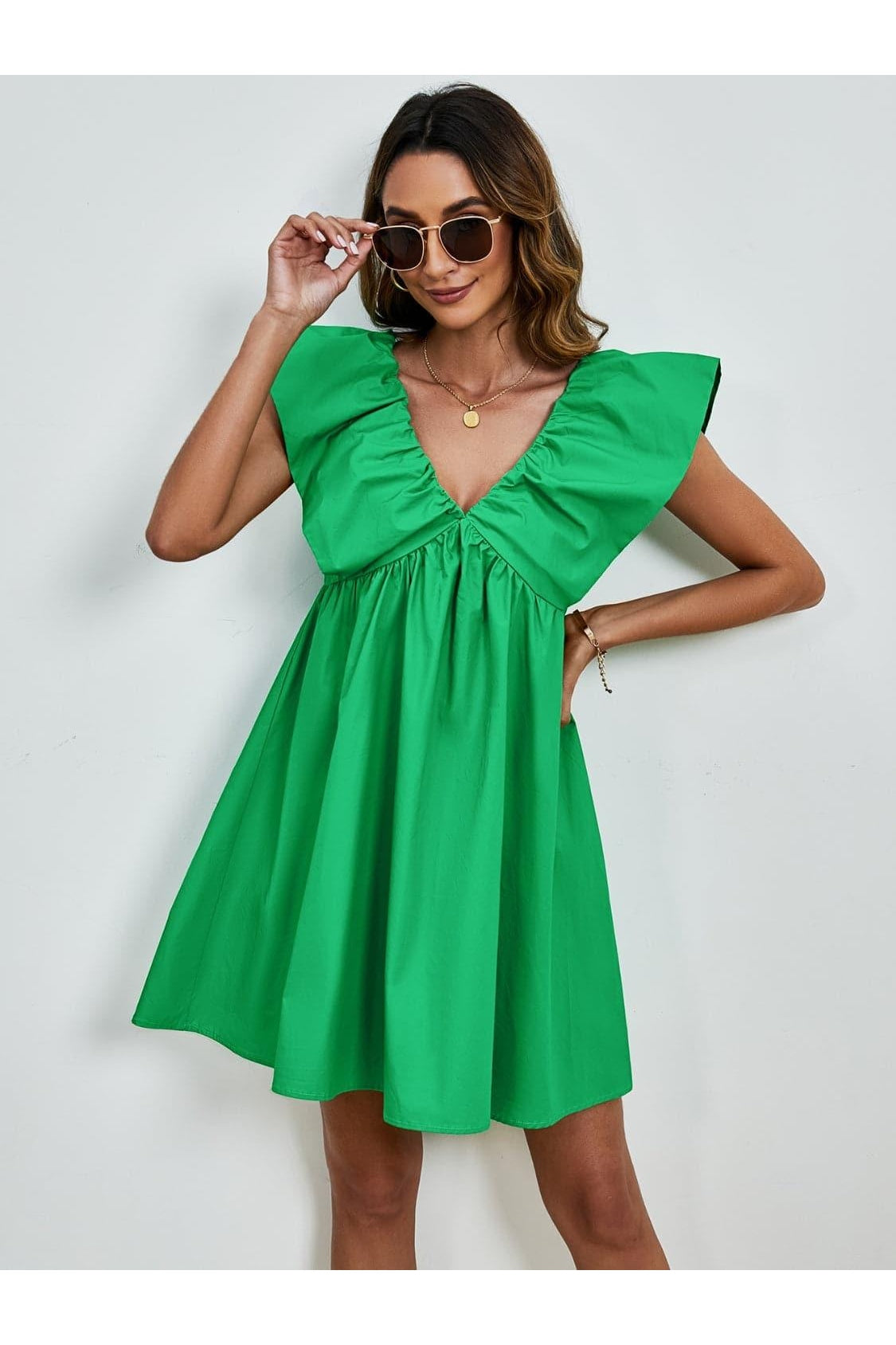 Sophie V-Neck Cap Sleeve Mini Dress - SwagglyLife Home & Fashion