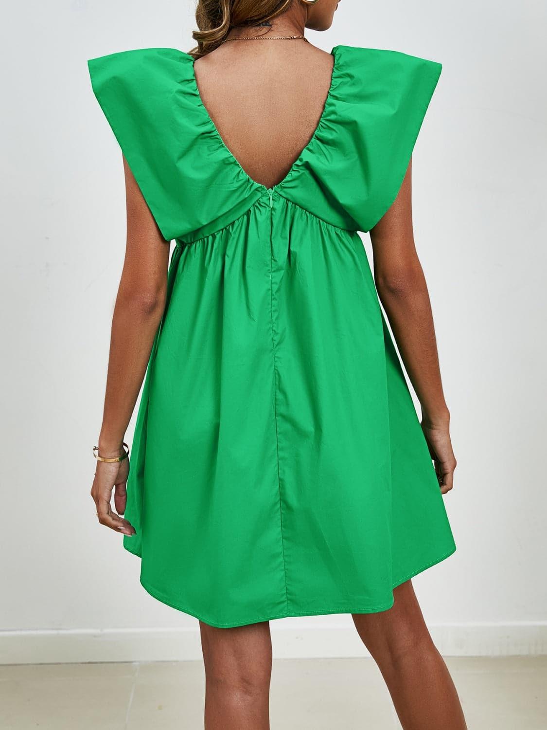 Sophie V-Neck Cap Sleeve Mini Dress - SwagglyLife Home & Fashion